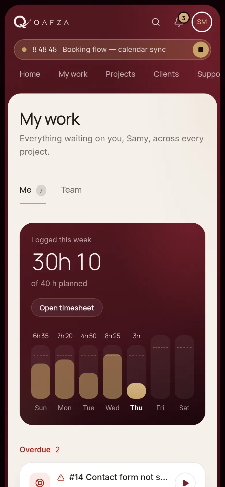 My work on a phone