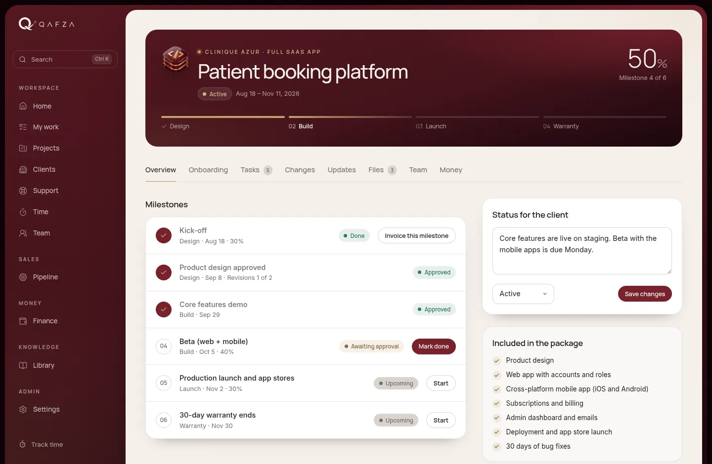 A project's overview tab